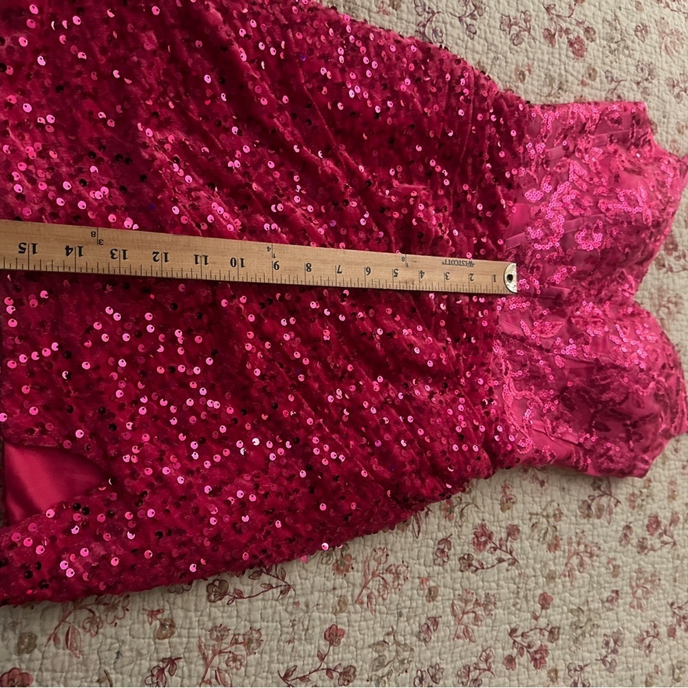 Pink Sequin Formal Mini Dress. New with tags. Barbie pink. Size 4 - Picture 10 of 14